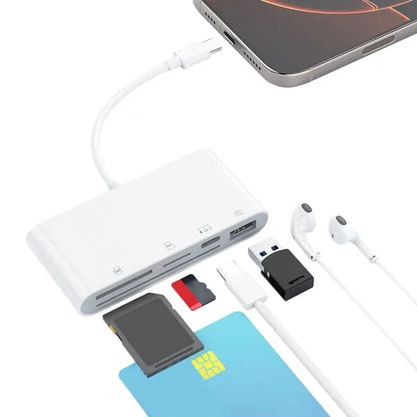 Пятиканальный кард-ридер USB-C с разъёмами для карт SD, microSD и смарт-карт