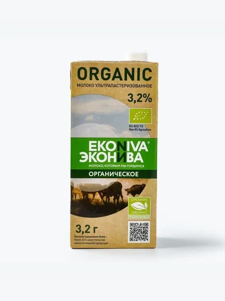Молоко ультрапастеризованное ЭкоНива Органик Organic 3,2%, 1 л
