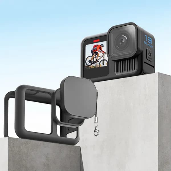 Силиконовый чехол для GoPro Hero 13 с боковой крышкой аккумулятора, крышкой объектива и ремешком