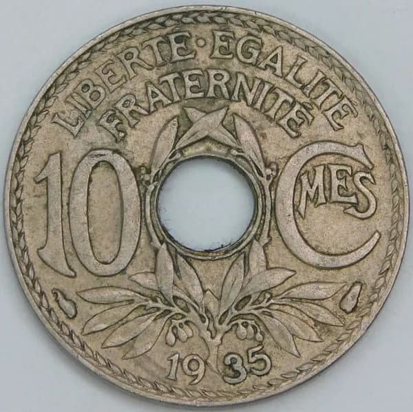 Франция 10 сантимов 1935 КМ866a XF арт. 57024