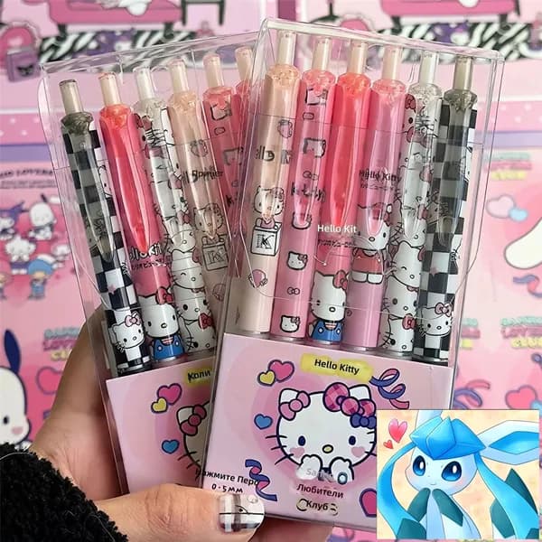 Набор магнитных ручек из 6 предметов: ручки с Hello Kitty, прозрачный корпус, наконечник 0.5 мм