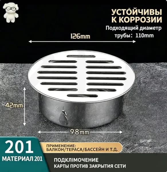 201сливной трап из нержавеющей стали 1 шт.
