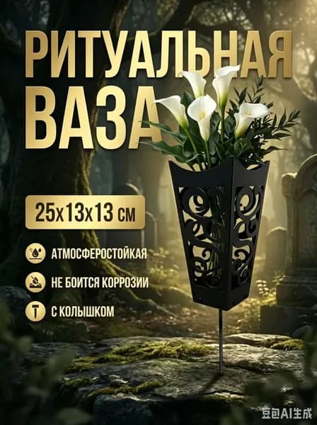 Кашпо 18.5 см, 1 шт, цвет черный