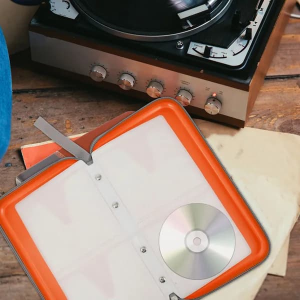 Органайзер для хранения cd из пластика с вместимостью 80 дисков, оранжевый