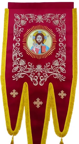 Хоругви бархатные, вышитые, цветочные, комплект