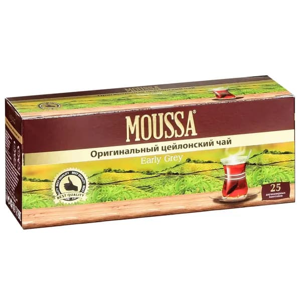 Чай MOUSSA EARL GREY оригинальный черный цейлонский 25 пакетов