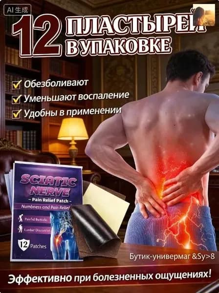Пластырь от боли в тазобедренном суставе и седалищном нерве, 12 шт облегчает ишиас и мышечное напряжение