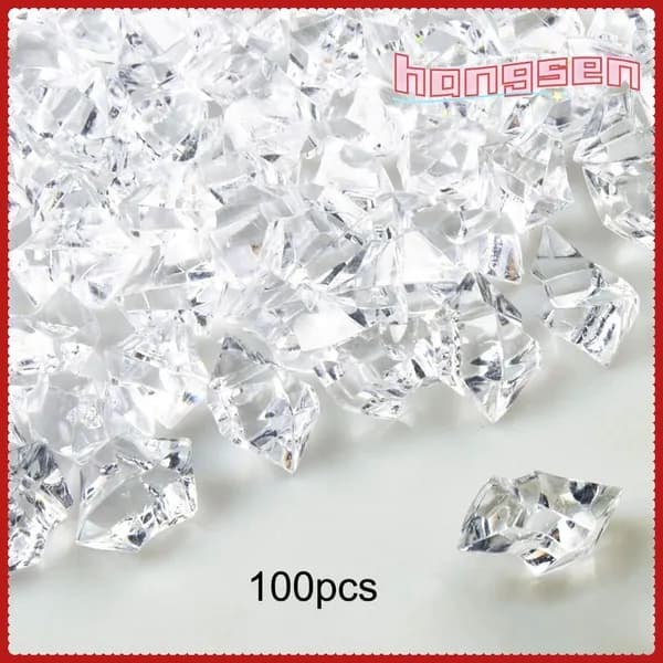 11x14mm 100 штук белых акриловых льдинок, натуральный вид, для оформления интерьера