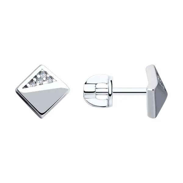 Серьги женские серебро 925 проба, 94-122-01427-1 пусеты-гвоздики, фианит