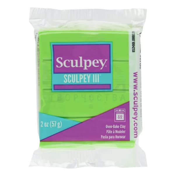 Полимерная глина Sculpey III 1629 цвет зеленое яблоко 57 гр.