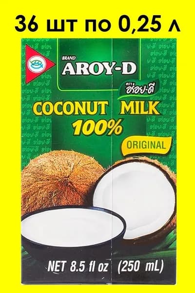 Кокосовое молоко AROY-D, 0.25 л х 36 шт