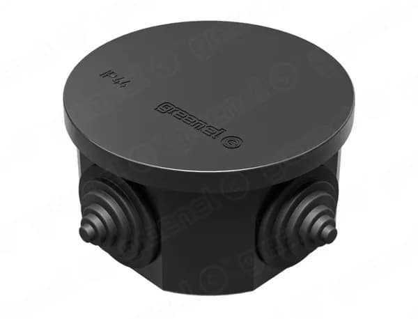 Коробка распаячная открытой установки d75х40 IP44 4 гермоввода, черный