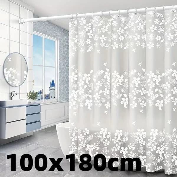 Штора для ванной полиэтиленовая, высота 180 см, ширина 100 см.