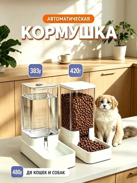 Кормушка для кошек автоматическая, с поилкой