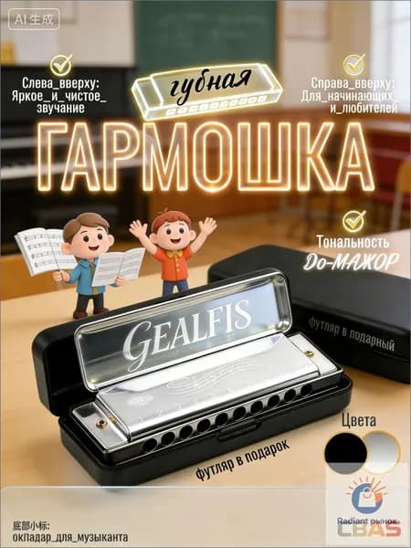 Диатоническая губная гармошка, премиум серебро