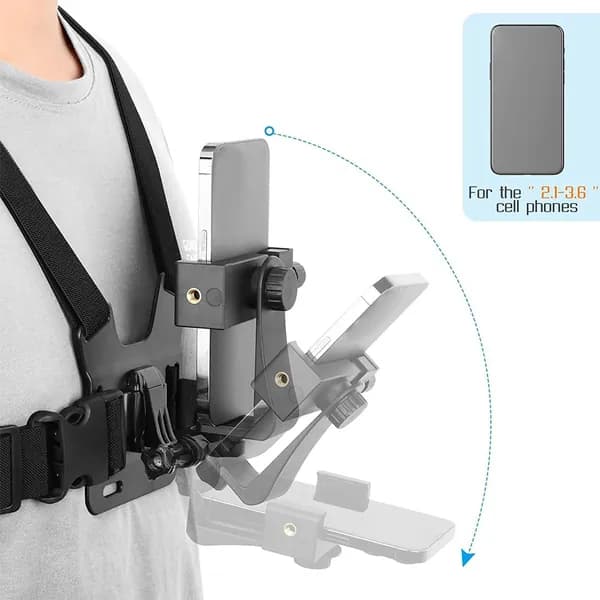 Регулируемый грудной крепёж для GoPro и смартфонов с поворотным держателем 360