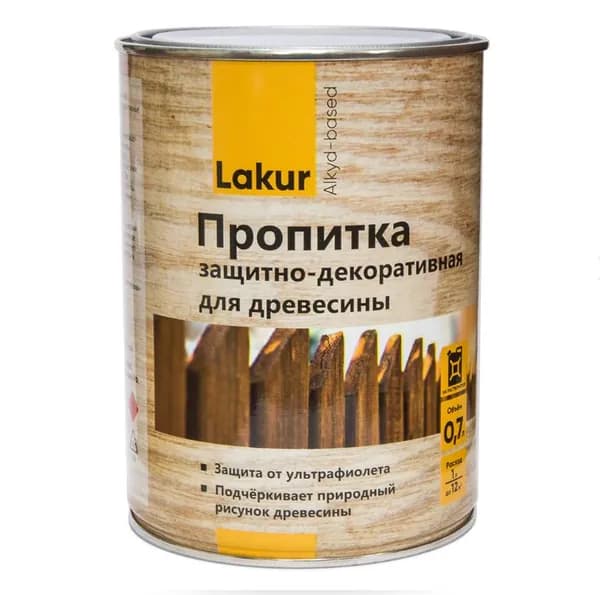 Пропитка для дерева декоративно-защитная алкидная Lakur сосна 0,7 л