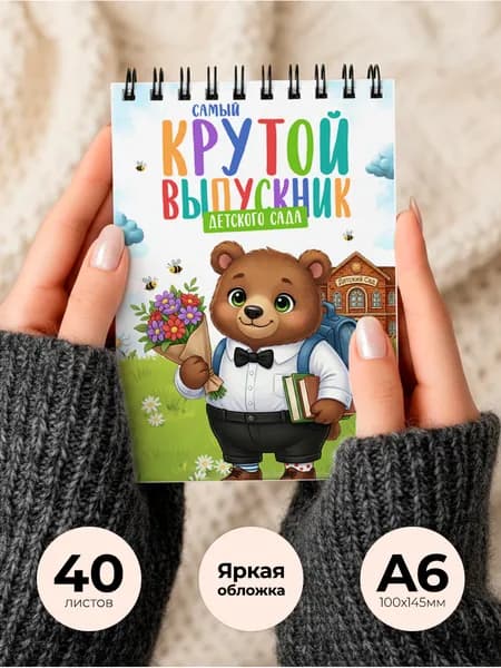 Блокнот А6, 40 листов в клетку для выпускника детского сада 2026. Блокнот для мальчика