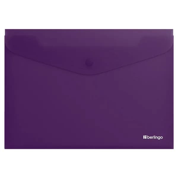 Папка-конверт на кнопке BERLINGO А4 "Soft Touch" 200мкм. фиолетовый (EFb_A4986)