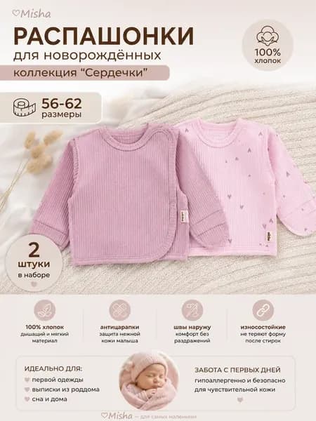 Распашонки для новорождённых 2 шт