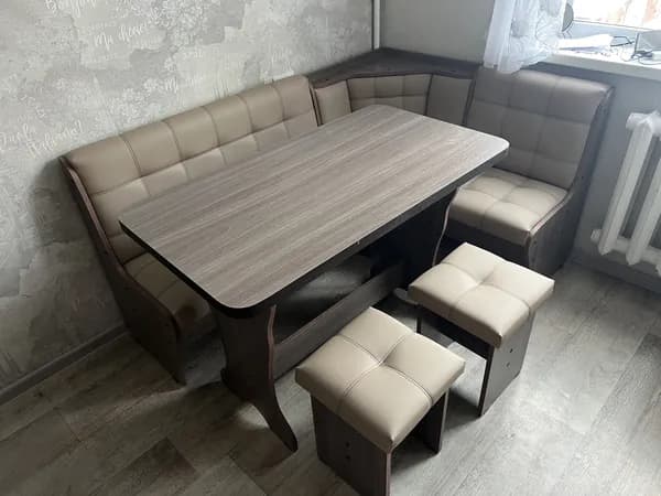 Кухонный уголок,162x110x50 см, светло-коричневый, коричневый