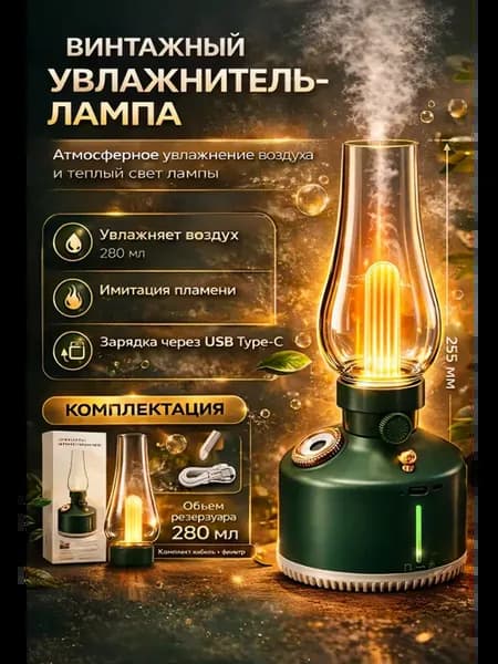 Увлажнитель воздуха лампа винтажная 280 мл USB