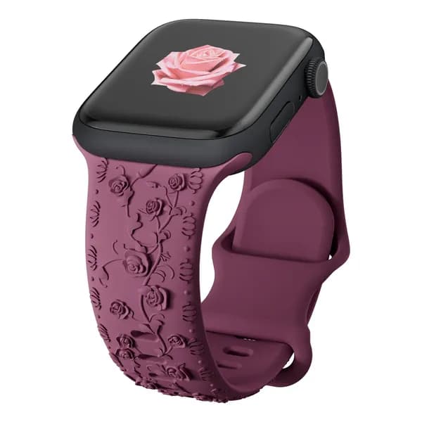 Ремешок с цветочной гравировкой для Apple Watch Ultra 49 мм 40 44 мм 41 мм 45 мм 38 мм 42 мм, силиконовый ремешок для Iwatch Series 9 7 Se 6 8