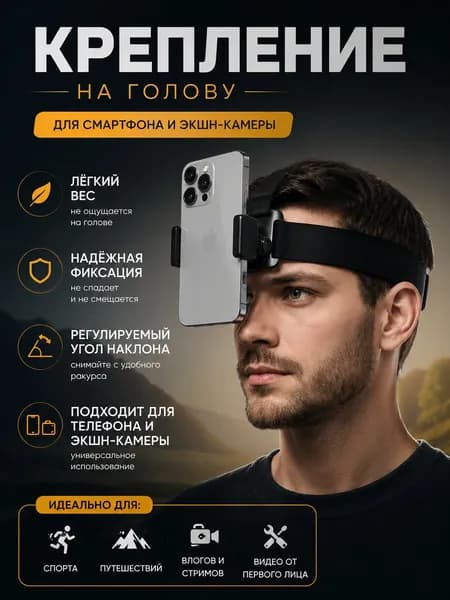 Крепление для телефона и экшн-камеры на голову SSY