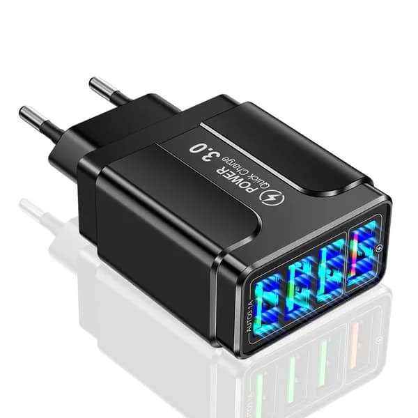 Зарядное устройство сетевое 5.1A 4 порта USB Адаптер Quick Charge 3.0 быстрая зарядка EU