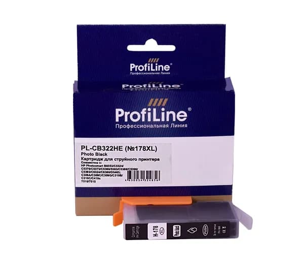 Картридж для струйного принтера HP 178 XL CB322HE ProfiLine для HP PhotoSmart-C309/C310/C410/C510/C5300ser/C5383/D5460ser/D5463/C6300ser/C6383/D7500ser/7540/7520/D7560/B8550ser/PhotoSmart Pro-B8550/B8553/B8558 увеличенной емкости, цвет фото черный