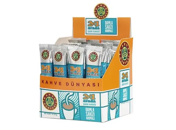 Kahve Dunyasi 40 пакетиков растворимого кофе со вкусом мастика и жевательной резинки 2 в 1