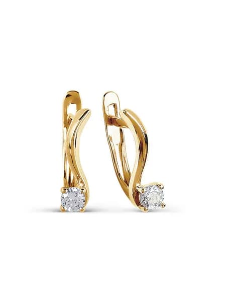 Серьги женские золотые 585 пробы с фианитами, KARATOV