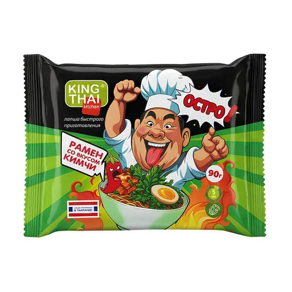 Лапша быстрого приготовления KINGTHAI KITCHEN РАМЕН со вкусом Кимчи , 90 гр, 5 штук в упаковке