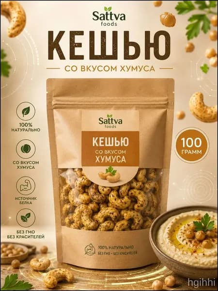 Кешью со вкусом Хумуса 100гр, ТМ Sattva foods