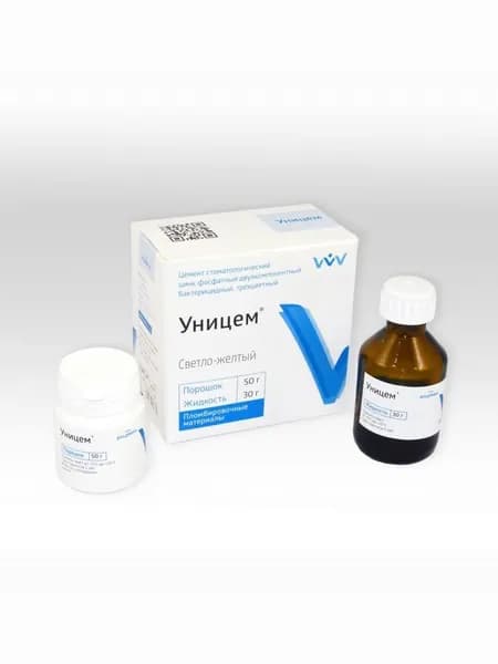 Уницем - стоматологический цемент для зубов, светло-желтый, 50г. + 30г.