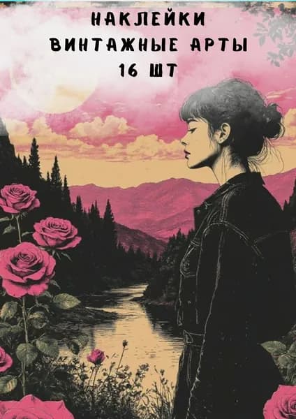 Набор наклеек стикеров Винтажные арты 16 штук