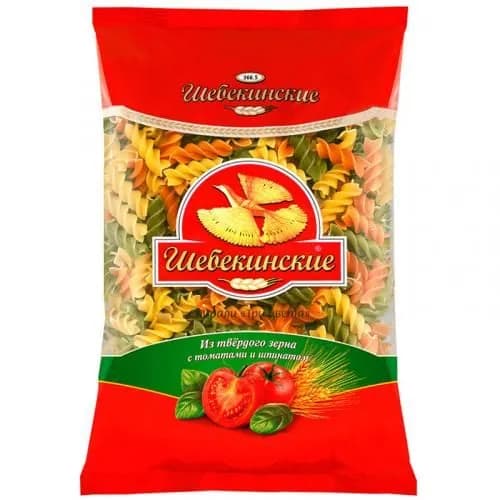 Шебекинские Макаронные изделия Спирали Три цвета, 450 г