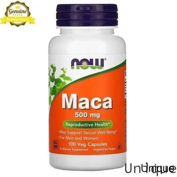 Мака Перуанская витамины NOW Maca 500 мг для мужчин, для потенции, энергии и либидо, афродизиак 100 капсул Unique.