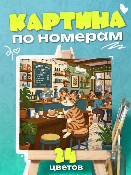 Картина по номерам Кот в кофейне