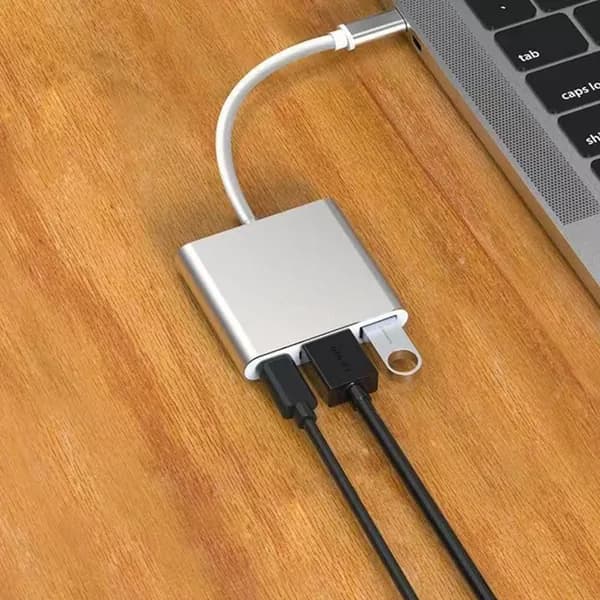 USB-C адаптер с 3 портами, Серый