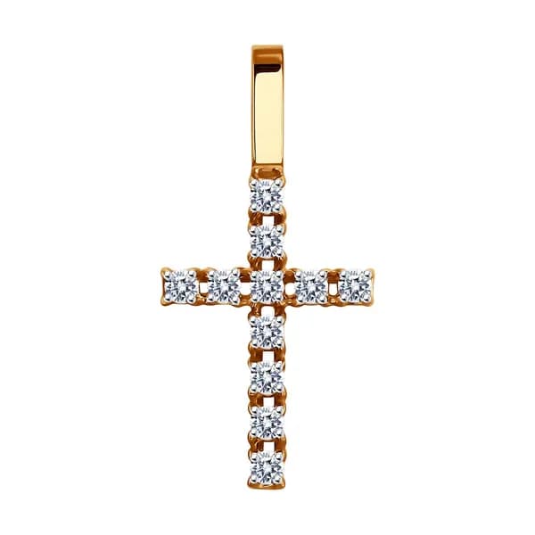 Золотая подвеска DIAMANT-ONLINE с фианитом 585 пробы