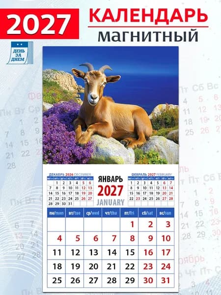 ДЕНЬ ЗА ДНЕМ Календарь 2027 г., Магнитный