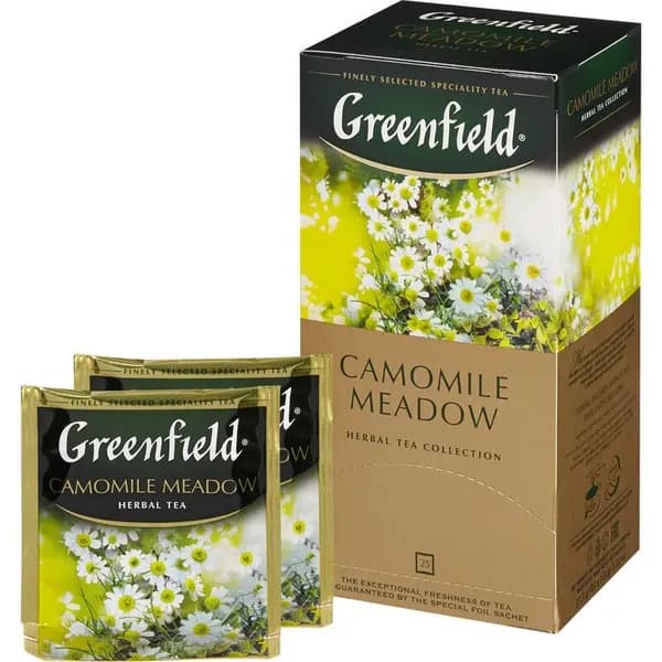 Чай в пакетиках травяной Greenfield Camomile Meadow (Камомайл Медоу), 25 пак. Ромашка, личи.