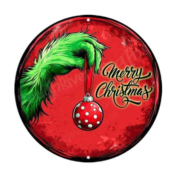 1 шт. Алюминиевая табличка "Rustic Merry Christmas", круглая праздничная настенная декорация