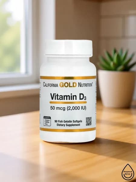 Витамин Д3, 50 мкг (2000 МЕ), 90 рыбно-желатиновых капсул California Gold Nutrition