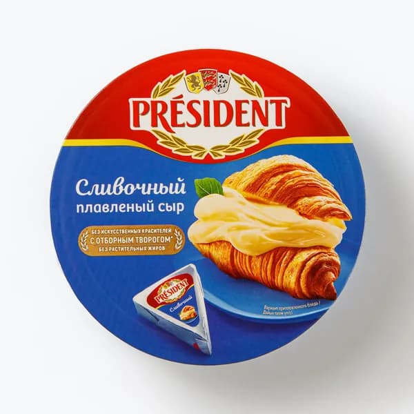 Сыр Сливочный плавленый 45% 140 г, President, треугольники