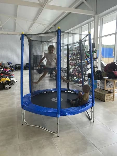 Батут детский каркасный для дома и дачи с внутренней защитной сеткой Trampoline 6 ft 183 см (Синий)
