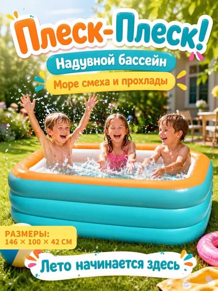 Детский надувной бассейн для дачи и сада, 1,2/1,5 м
