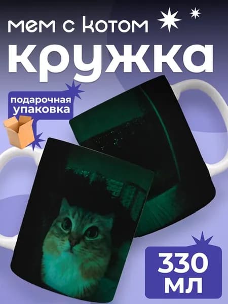 Кружка мем с котом подарочная