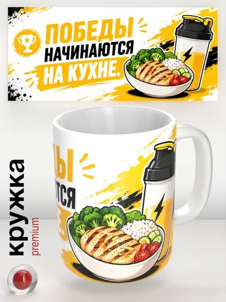 Спортивная кружка с мотивирующей надписью, подарок спортсмену и тренеру, 330 мл